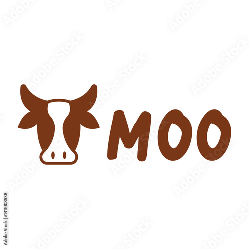 cow moo flat minimalist logo design