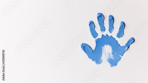 Handprint in vibrant blue symbolizes connection and awareness fo