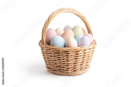 Wallpaper Mural A beautifully woven wicker basket filled with pastel-colored Easter eggs, isolated on a pure white background, soft lighting, ultra-detailed photorealism Torontodigital.ca
