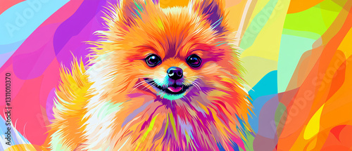 Cool Action Vector of a Pomeranian Dog in a Close-Up Shot Showcasing Its Playful Nature and Fluffy Coat Perfect for Pet Lovers and Animal Enthusiasts Seeking Unique Illustrations