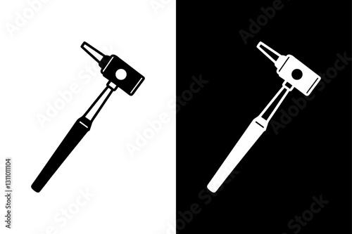 Otoscope Silhouette Vector Icon Black and White Background.
