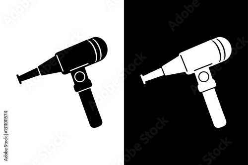 Otoscope Silhouette Vector Icon Black and White Background.
