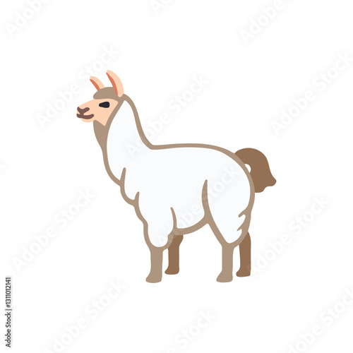 Vector illustration of llama. Cute llama cartoon clipart, in flat style. Farm animals concept. 
