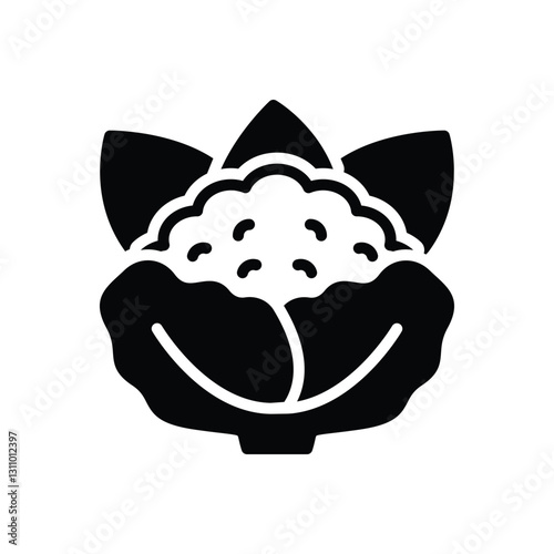 Black solid icon for cauliflower