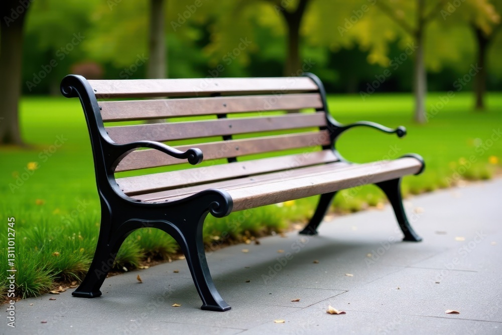 Modern metal park bench, sleek design, isolated , stainless steel, seat, relaxation Modern metal park bench, sleek design, isolated , stainless steel, seat, relaxation
