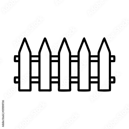 Garden fence icon, gardening concept, minimalist style, line art design, monochrome
