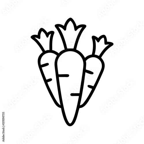 Carrot icon, minimalist design, black and white, for gardening concept