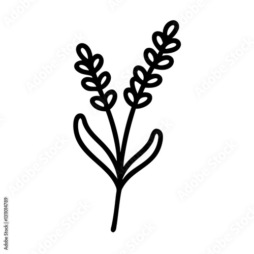 Lavender icon, gardening concept, minimalist design, line art style, monochrome