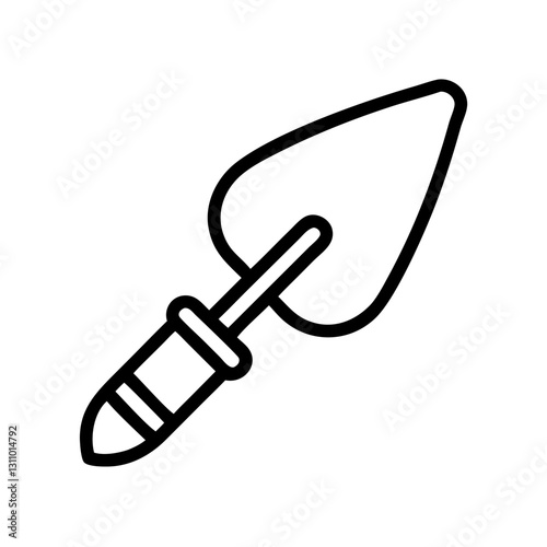 Trowel icon, minimalist design, black and white, for gardening concept