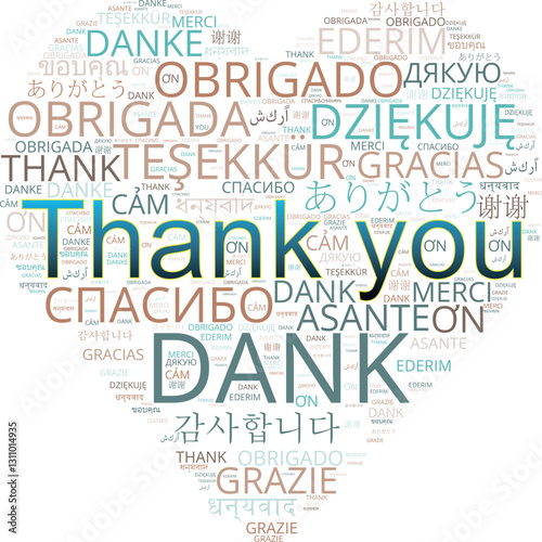 Diverse appreciation word cloud, incorporating 'Thank You' in different languages
