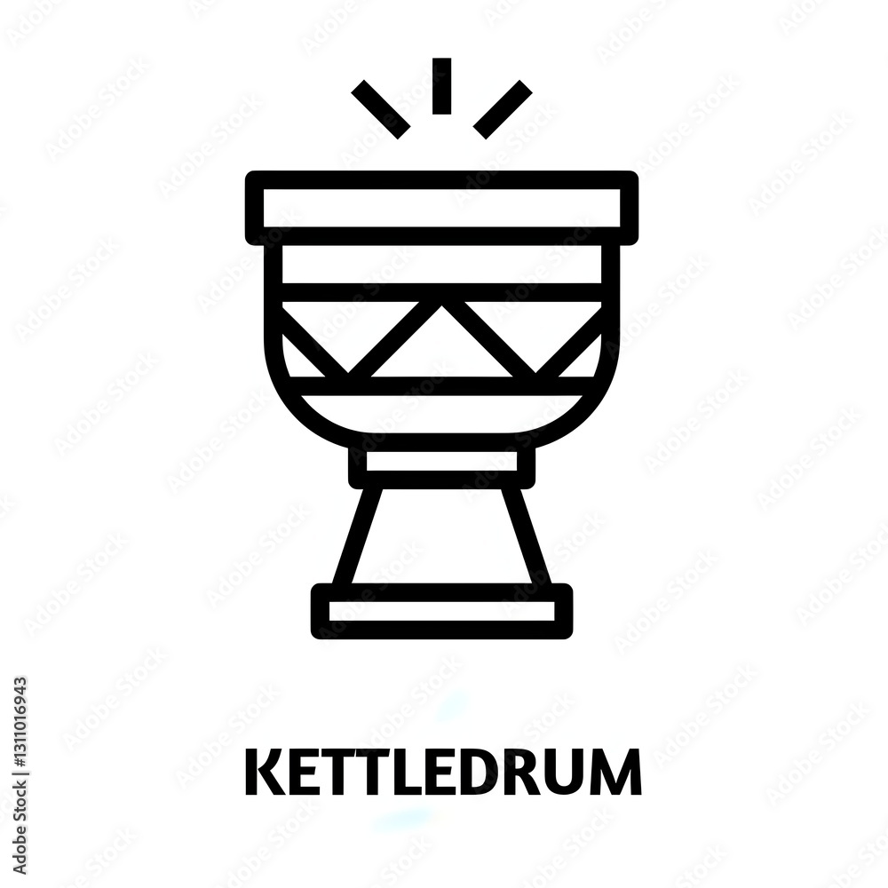 Kettledrum editable stroke outline icon isolated on white background flat vector illustration, Pixel perfect Kettledrum editable stroke outline icon isolated on white background flat vector illustration, Pixel perfect