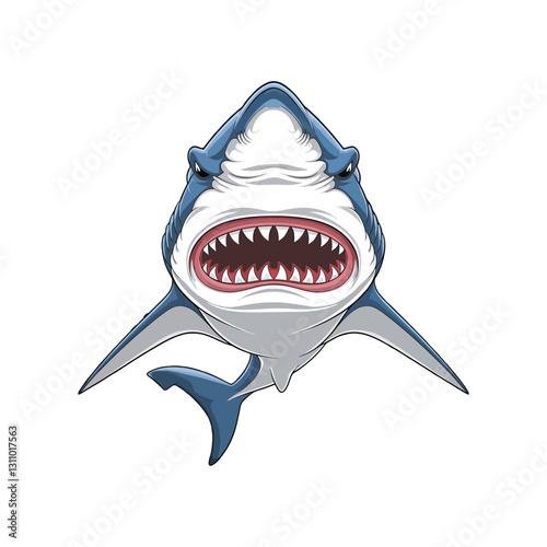Angry shark vector art illustration
