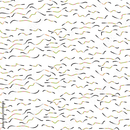 Short and long wavy lines, similar to pieces and fragments of wires, form a colored texture.
