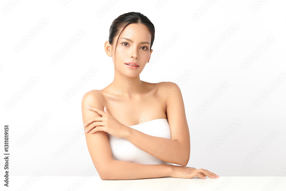 Beautiful young asian woman with clean fresh skin on white background, Face care, Facial treatment, Cosmetology, beauty and spa, Asian women portrait. Beautiful young asian woman with clean fresh skin on white background, Face care, Facial treatment, Cosmetology, beauty and spa, Asian women portrait.