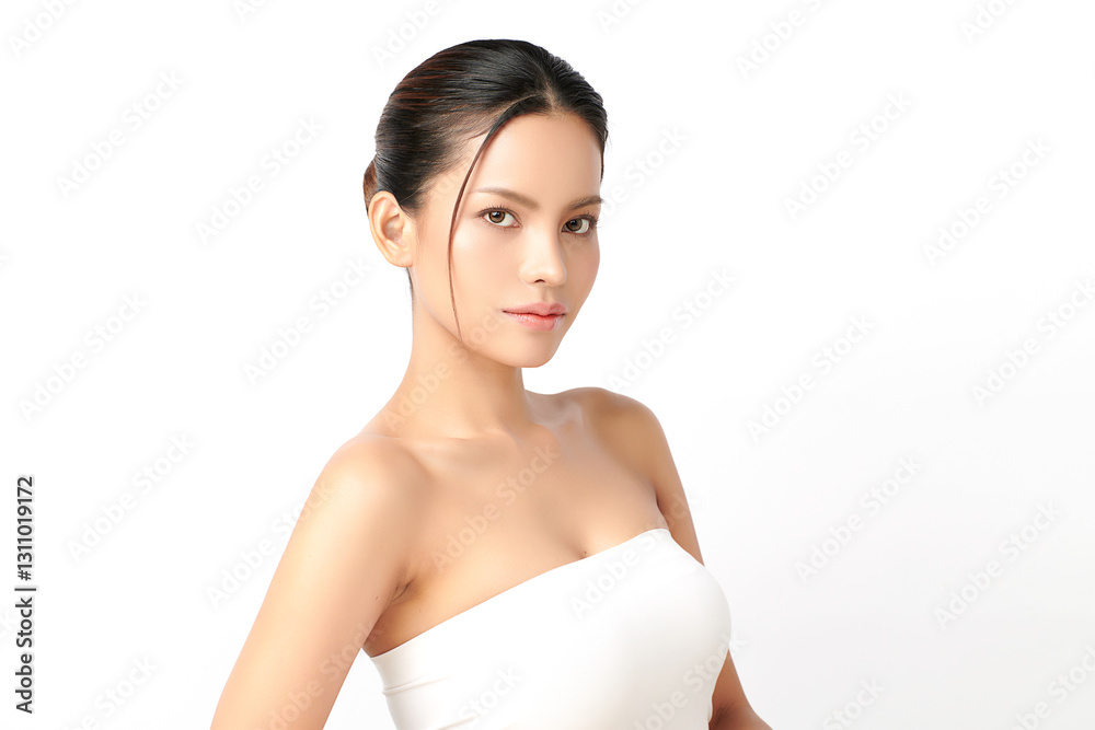 Beautiful young asian woman with clean fresh skin on white background, Face care, Facial treatment, Cosmetology, beauty and spa, Asian women portrait. Beautiful young asian woman with clean fresh skin on white background, Face care, Facial treatment, Cosmetology, beauty and spa, Asian women portrait.