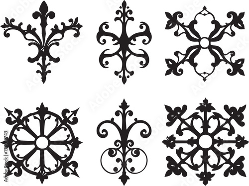  Set of decorative elements for flat design, ornaments, patterns. Hand drawn vector illustration