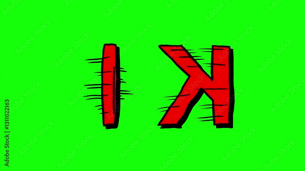 Red word OK appearing and disappearing isolated on green background hand drawn animated letters Red word OK appearing and disappearing isolated on green background hand drawn animated letters