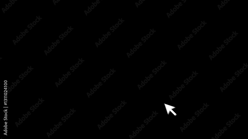 Mouse cursor pointer arrow clicking icon animation on black background