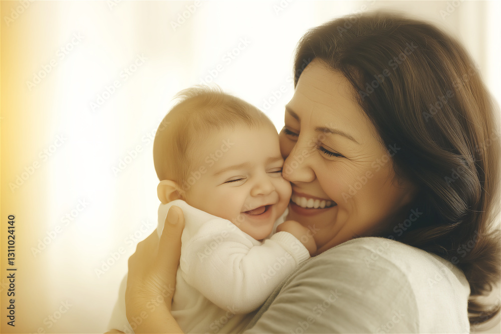 A mother and daughter smiling and embracing, showcasing the deep emotional connection and love between a mother and her child. A mother and daughter smiling and embracing, showcasing the deep emotional connection and love between a mother and her child.