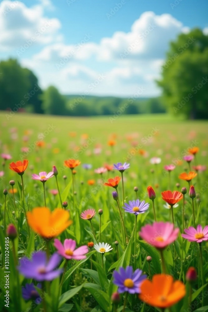 Latvian midsummer meadow, wildflowers in bloom, flora, orange Latvian midsummer meadow, wildflowers in bloom, flora, orange