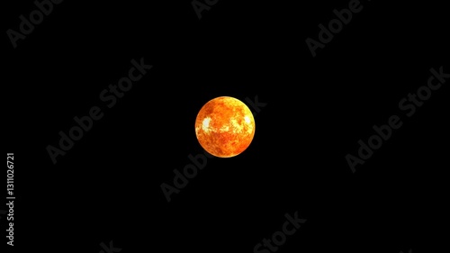Star red giant sun rotating seamless loop 4k on black with alpha channel. Space background