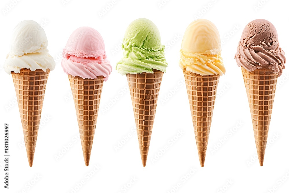 Set of Icon cream cones isolated on white background. Set of Icon cream cones isolated on white background.