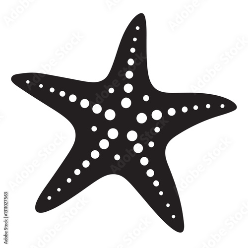 Starfish black silhouette  vector illustration on white background