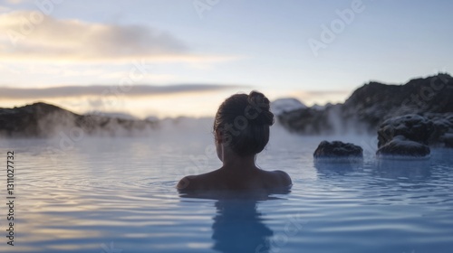 Women immerse themselves in the hot springs of Iceland's famous Blue Lagoon, ...