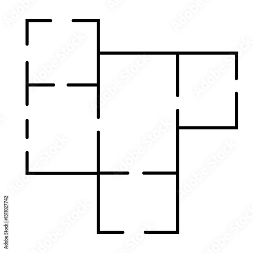 Sleek Black Floor Plan Minimalist Layout in Simple Outline