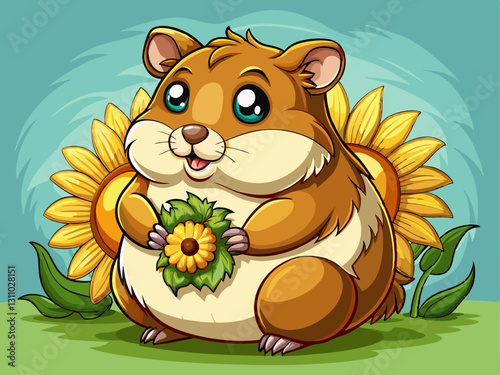 chubby hamster holding a sunflower seed in tiny paws.