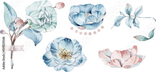Vintage blue and pink rose flower combination
