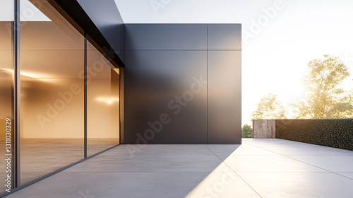 Modern architectural design showcases sleek lines and natural light in spacious outdoor area