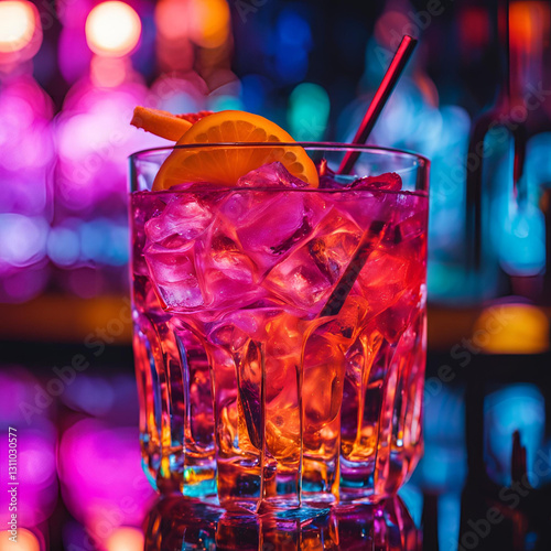 cocktail with ice and lime