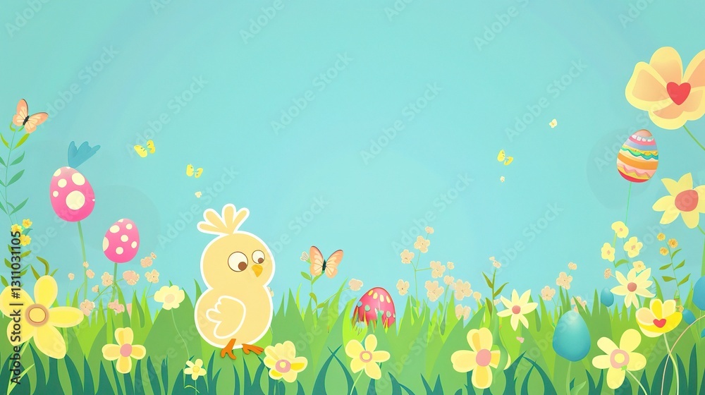 A charmingly designed background for an Easter card is displayed. The background is infused with a lively and joyous Easter atmosphere, featuring soft pastel colors like pink, light blue, and lavender A charmingly designed background for an Easter card is displayed. The background is infused with a lively and joyous Easter atmosphere, featuring soft pastel colors like pink, light blue, and lavender