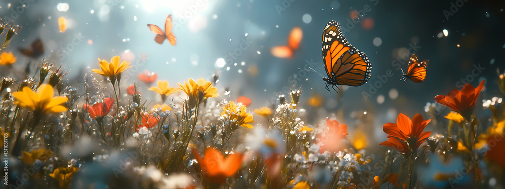 Serene Wildflower Garden with Butterflies Serene Wildflower Garden with Butterflies