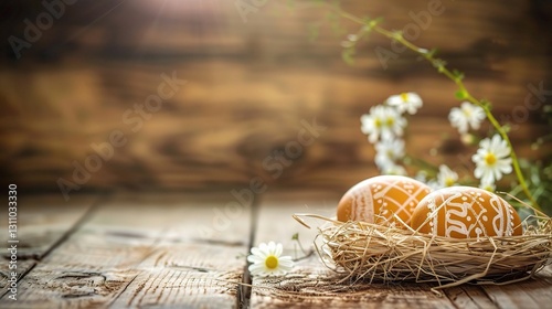 A charmingly designed background for an Easter card is displayed. The background is infused with a lively and joyous Easter atmosphere, featuring soft pastel colors like pink, light blue, and lavender
