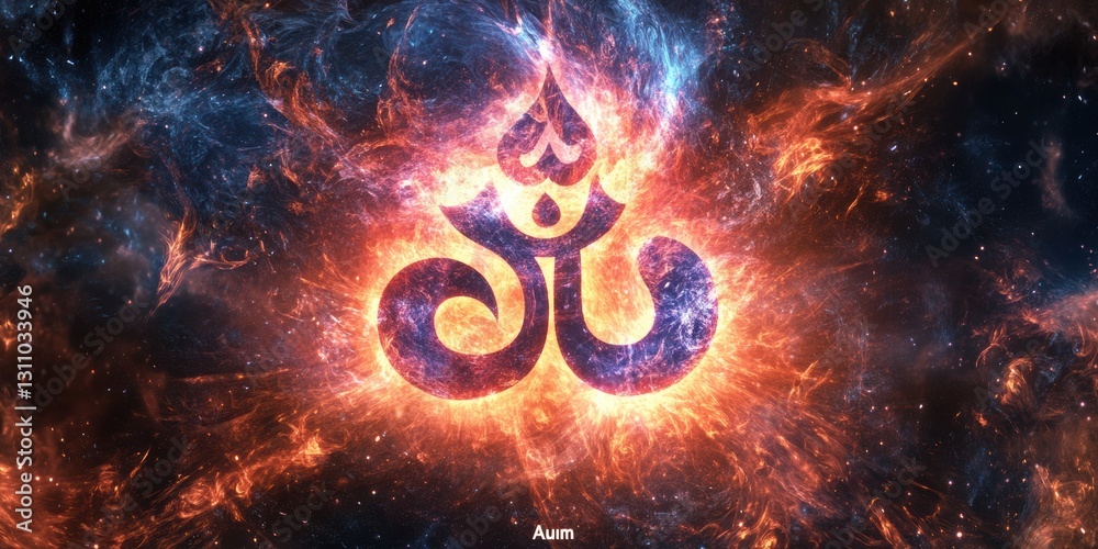 Fototapeta premium Sacred Symbol: A radiant, abstract design, swirling with cosmic energy and mystical beauty, emanates a sense of spirituality.