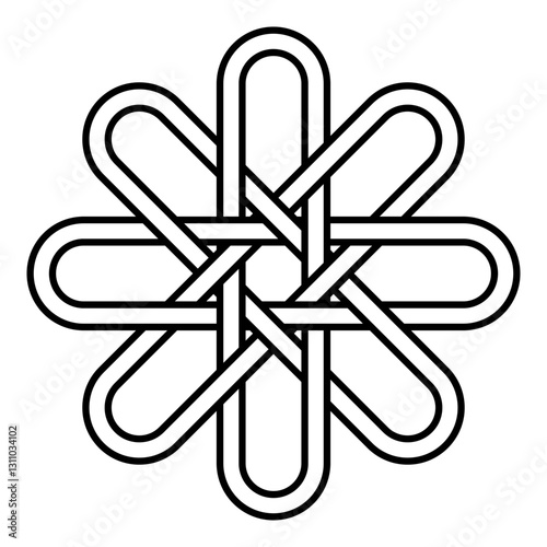 Black Star Knot Symbolic Pattern in Simple Outline