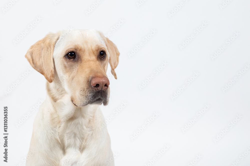 Portrait of labrador retriever on white background. Portrait of labrador retriever on white background.