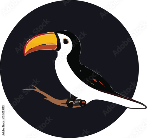 Vibrant Toco Toucan Illustration | Exotic Tropical Bird Artwork