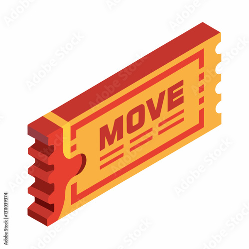 floating ticket with move word
