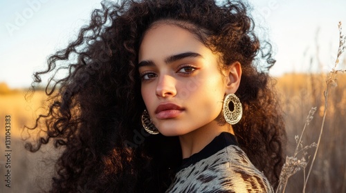 Natural and elegant: The soft glow of the setting sun shines on the model, ad...