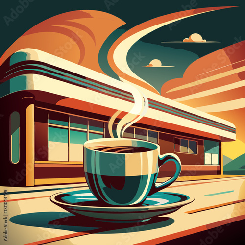 Retro coffee cup symbols