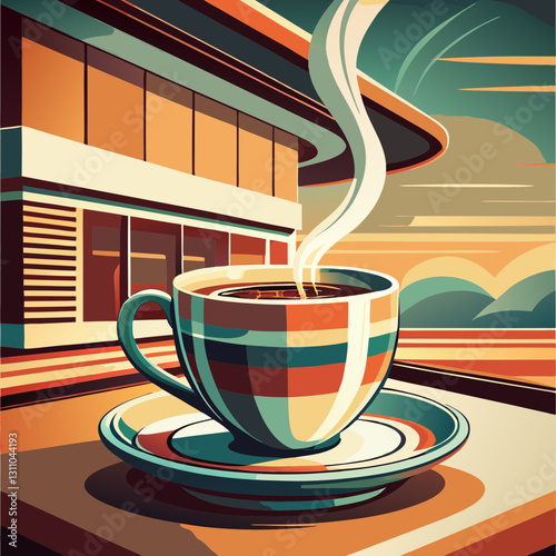 Retro coffee cup symbols