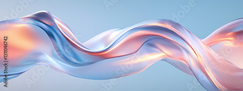 Futuristic Flow of Digital Silk in Light Blue