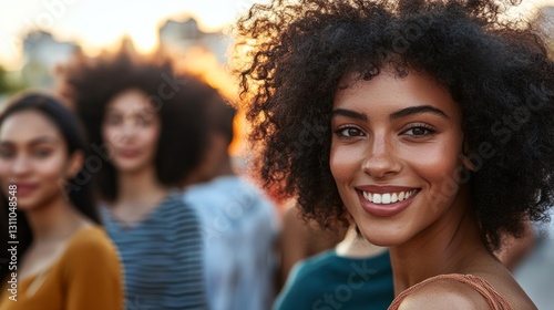 Natural and elegant: The soft glow of the setting sun shines on the model, ad...