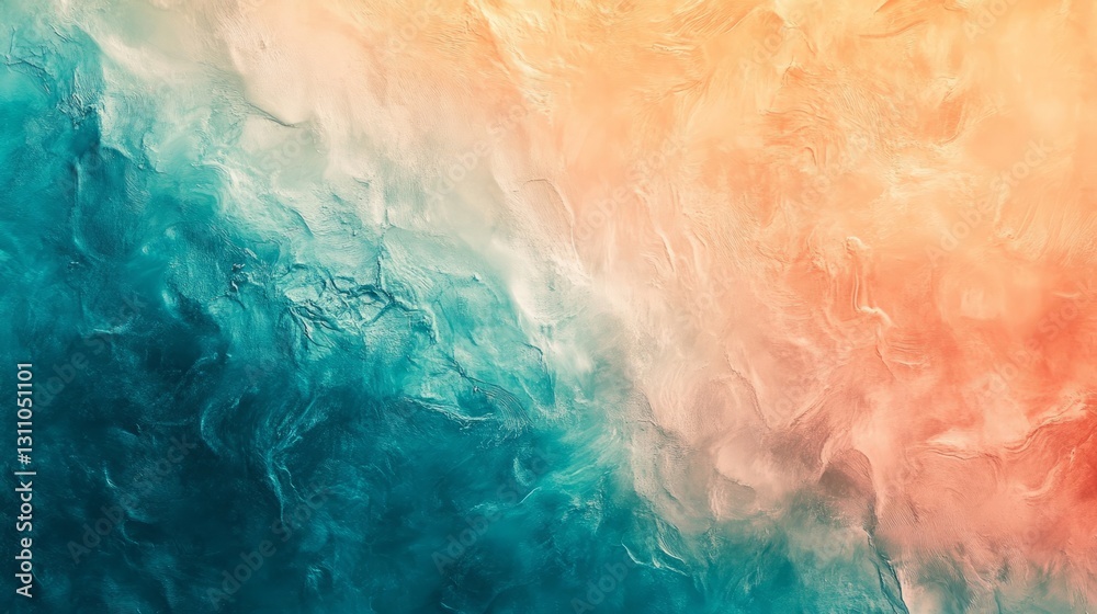 Fototapeta premium Gradient from bright teal to soft peach, vibrant yet soothing 
