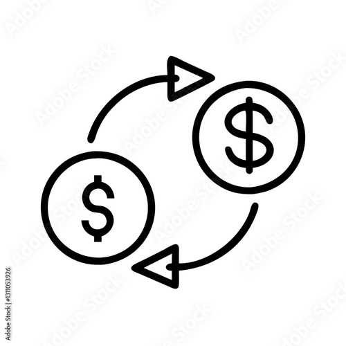 Minimalist Currency Exchange Icon for Money Transfers, Banking, and Financial Transactions