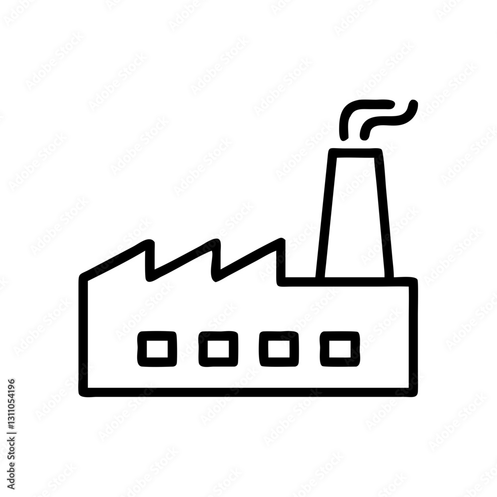 Minimalist Factory Icon for Industry, Manufacturing, and Economic Development Minimalist Factory Icon for Industry, Manufacturing, and Economic Development