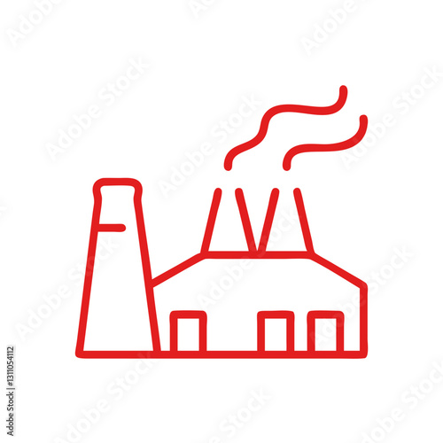 Minimalist Factory Icon for Industrial Production, Business Growth, and Economic Development